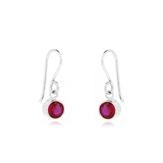 Celeste Lab-Grown Ruby Drop Earrings - Sterling Silver Drop Earrings