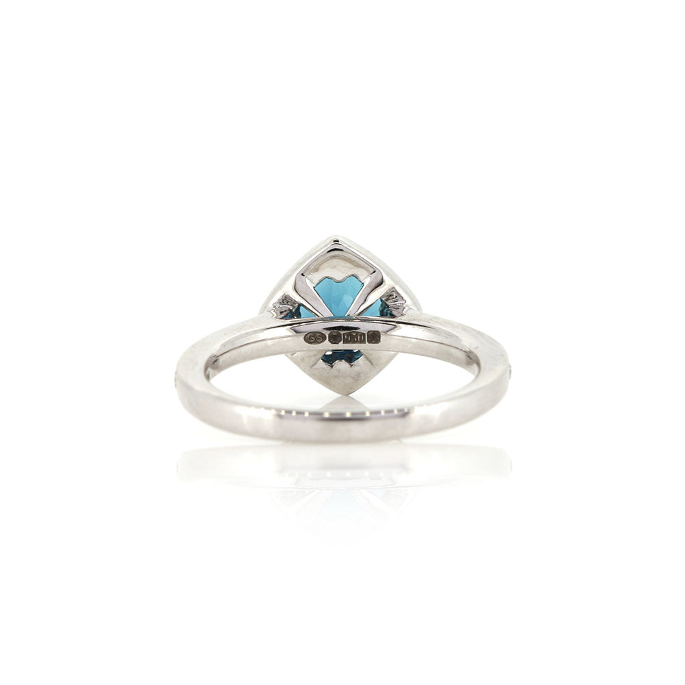Grace Teal Tourmaline and Diamond Halo Ring - Platinum Rings