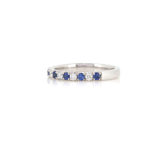 Grace Sapphire and Diamond Half Eternity Ring - Platinum Rings
