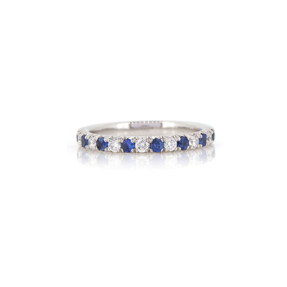 Grace Sapphire and Diamond Half Eternity Ring - Platinum