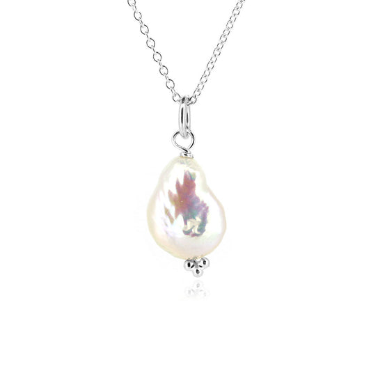 Alyssia Keshi White Freshwater Pearl Necklace - Sterling Silver Necklace