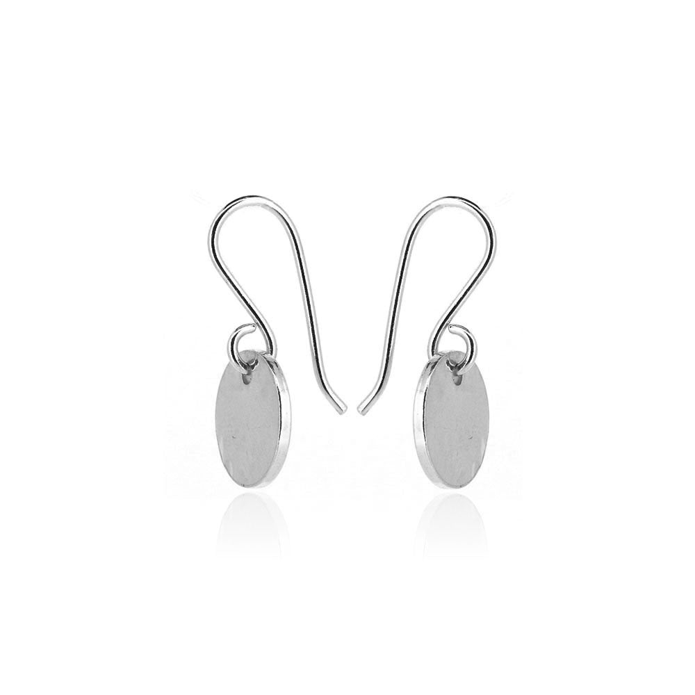 Luna Disc Small Drop Earrings - Sterling Silver Drop Earrings