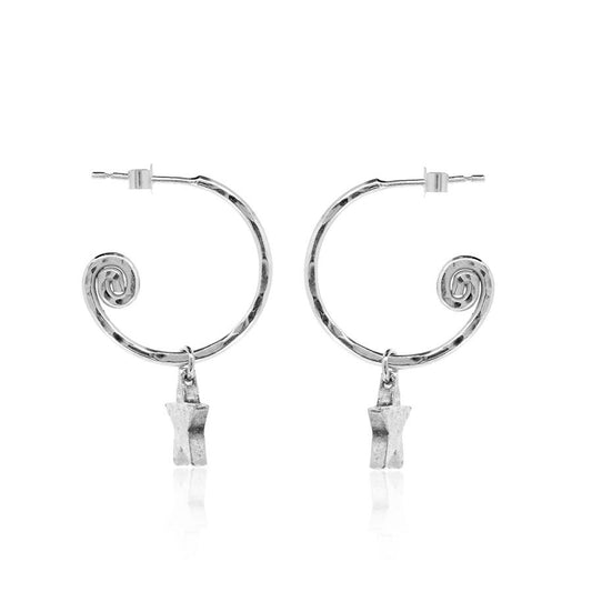 Star Hoop Earring Charm Drops - Sterling Silver Hoop Earrings