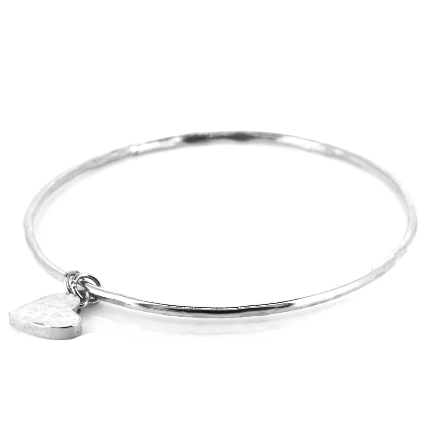Heart Charm Bangle - Sterling Silver