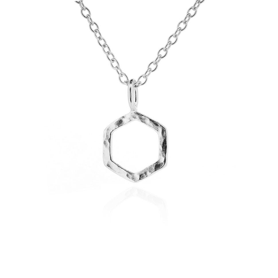 Hexagon Small Necklace - Sterling Silver Necklace