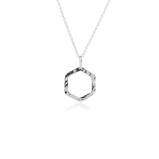 Hexagon Medium Necklace - Sterling Silver Necklace