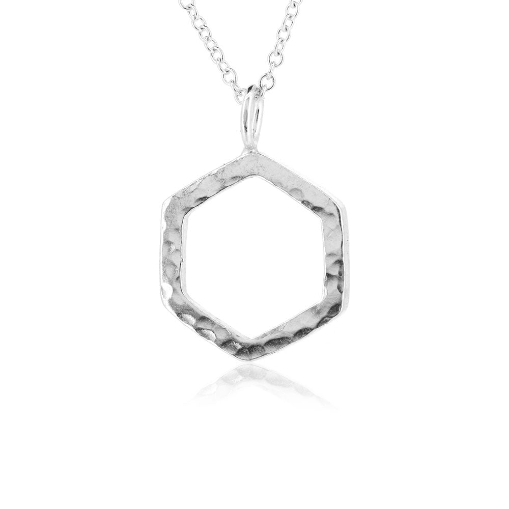 Hexagon Medium Necklace - Sterling Silver Necklace