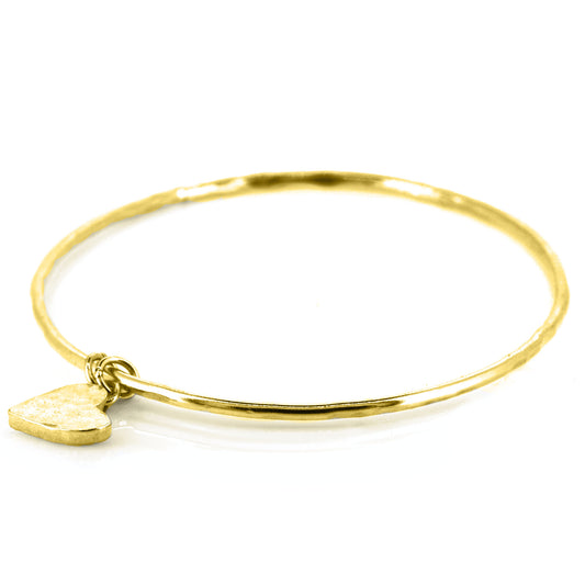 Heart Charm Bangle - Yellow Gold Vermeil