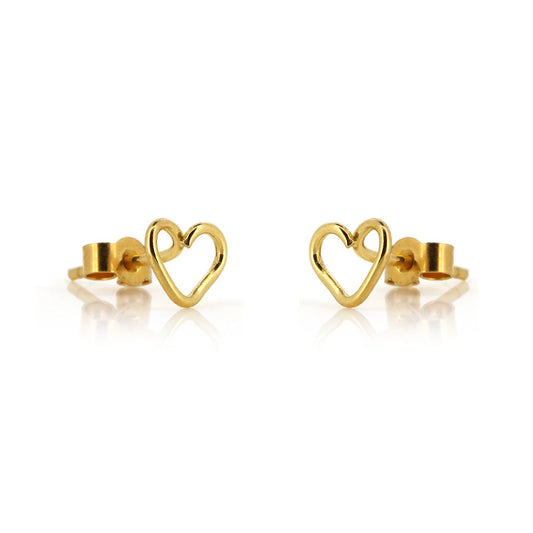 Heart Outline Stud Earrings - Yellow Gold Vermeil Stud Earrings