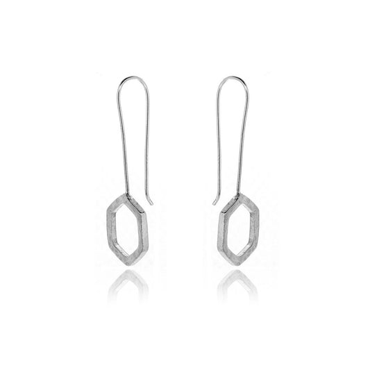 Hexagon Statement Drop Earrings - Sterling Silver Drop Earrings