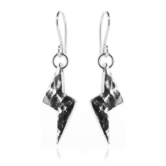 Lightning Bolt Small Drop Earrings - Sterling Silver Drop Earrings