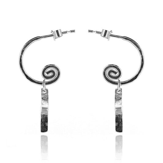 Lightning Bolt Hoop Earring Small Charm Drops - Sterling Silver Hoop Earrings