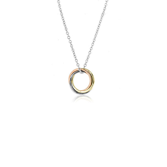 Love Knot Medium Necklace - Three Colour, 9ct Gold and Silver Necklace