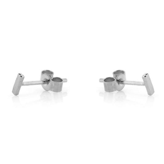 Esther Micro Line Bar Stud Earrings - Sterling Silver Stud Earrings