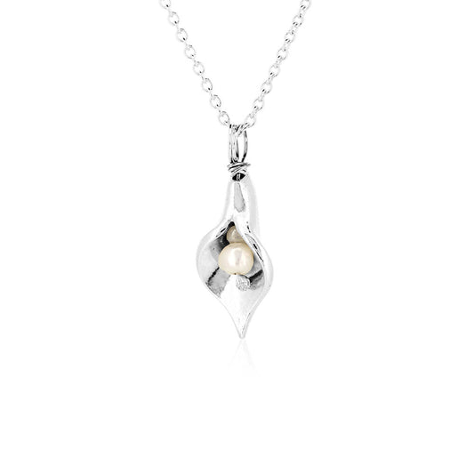 Arum Lily Small Freshwater Pearl Necklace - Sterling Silver Necklace