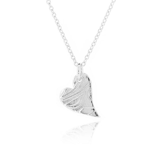 Floral Heart Small Necklace - Sterling Silver Necklace
