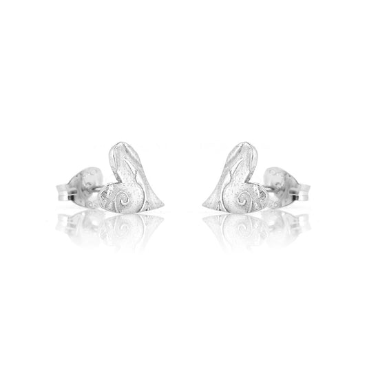 Floral Heart Stud Earrings - Sterling Silver Stud Earrings