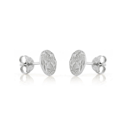 Boho Round Stud Earrings - Sterling Silver