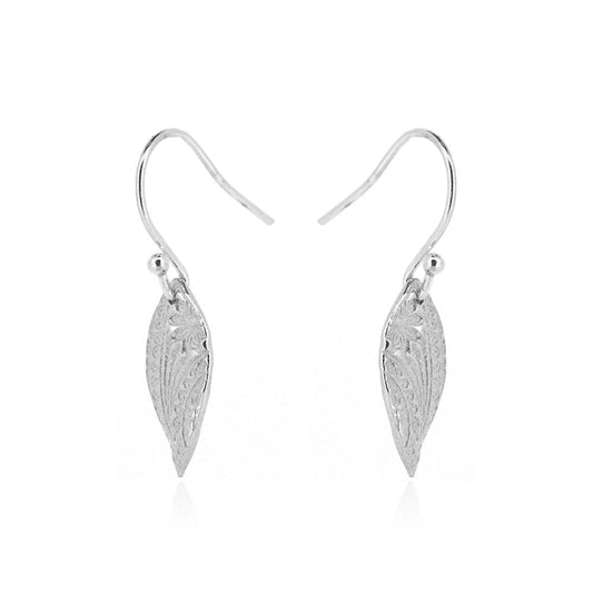 Boho Leaf Drop Earrings - Sterling Silver Drop Earrings