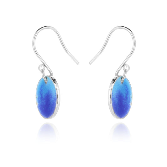 Rockpool Enamel Blue Mix Small Drop Earrings - Sterling Silver Drop Earrings
