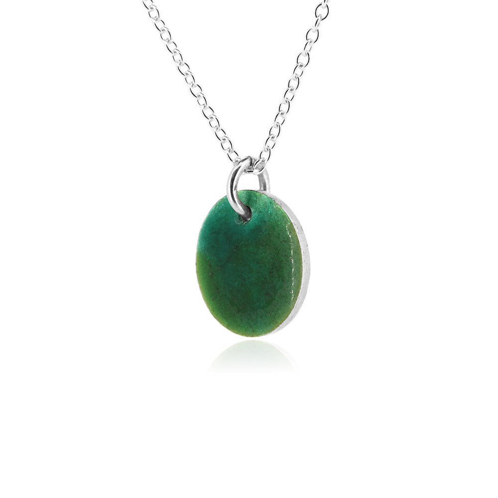 Rockpool Enamel Green Mix Small Necklace - Sterling Silver Necklace