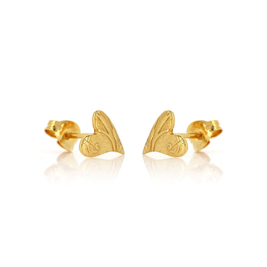 Floral Heart Stud Earrings - Yellow Gold Vermeil Stud Earrings