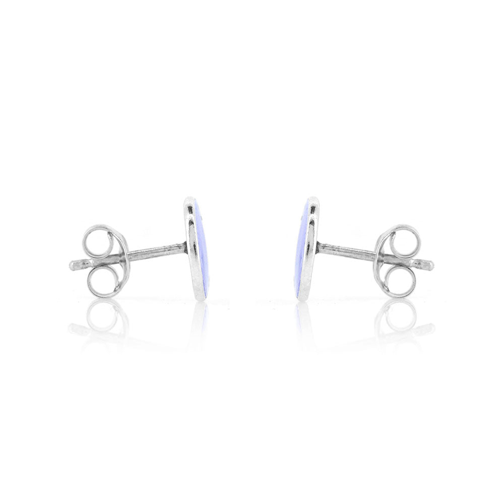 Rockpool Enamel Blue Mix Small Stud Earrings - Sterling Silver Stud Earrings