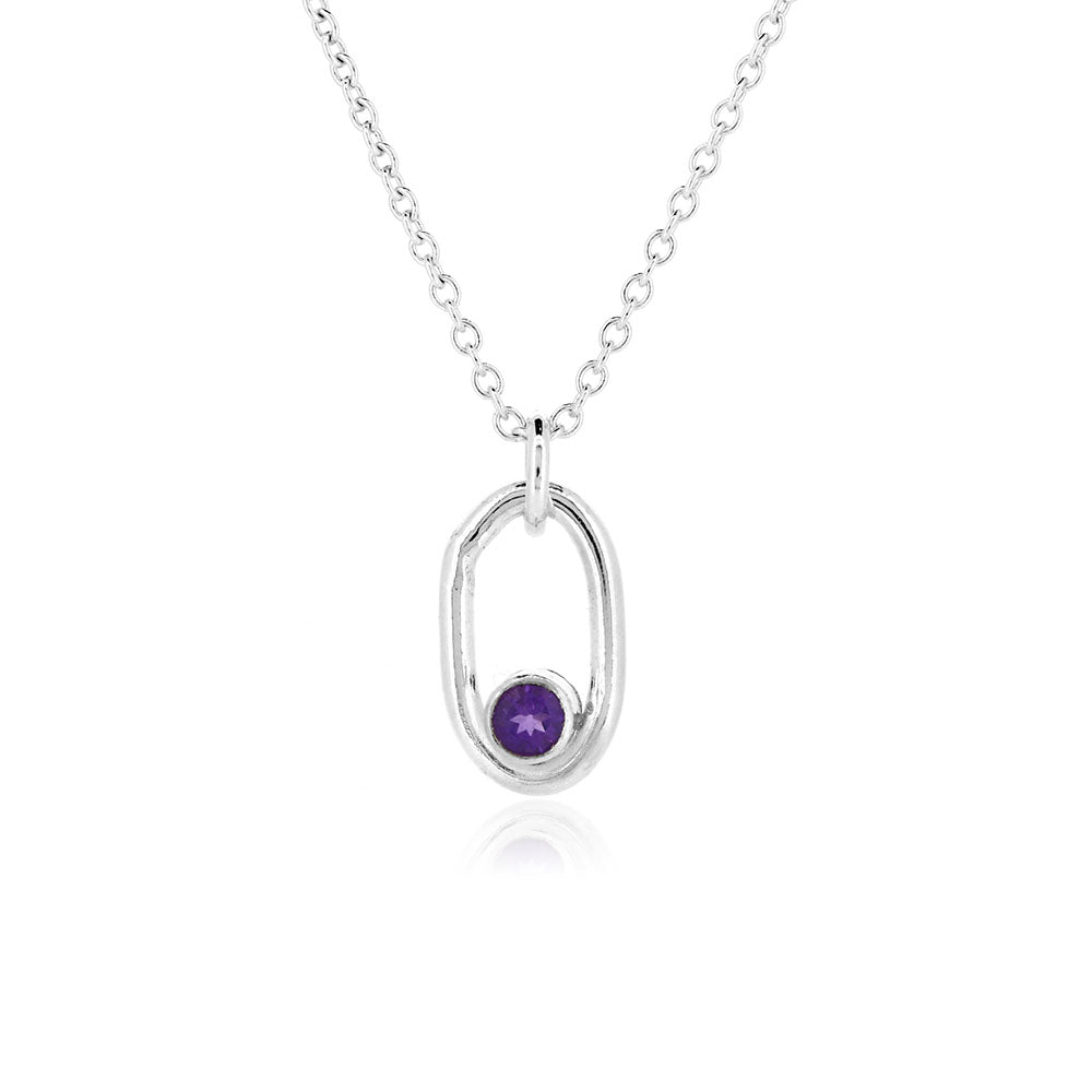 Mijoux Orbit Amethyst Necklace - Sterling Silver Necklace