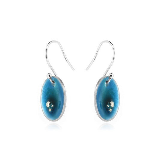 Coastal Turquoise Enamel Drop Earrings - Sterling Silver Drop Earrings