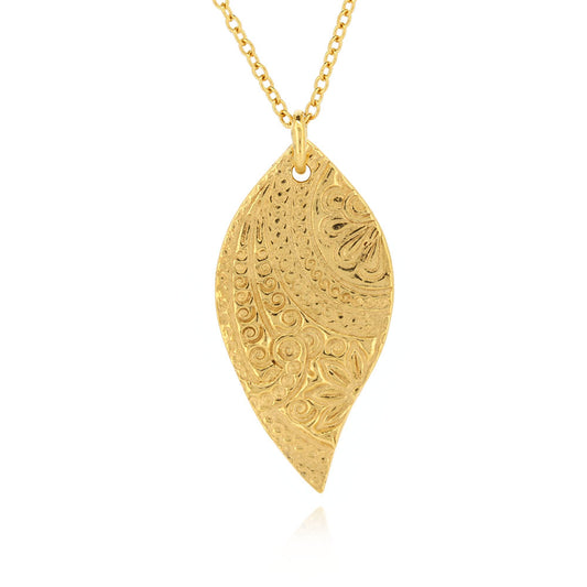 Boho Leaf Necklace - Yellow Gold Vermeil Necklace