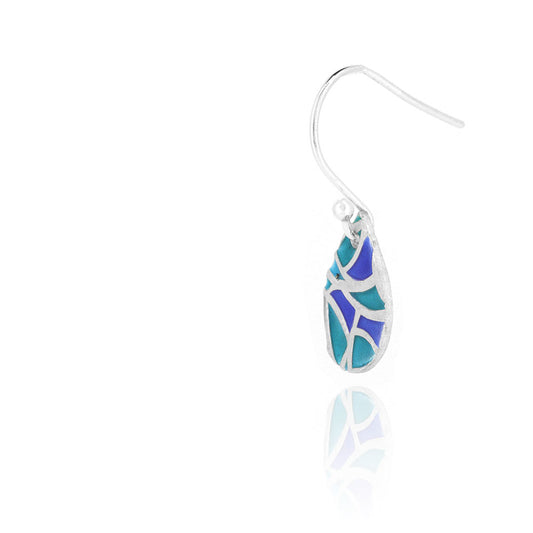 Glory Teardrop Drop Earrings - Sterling Silver and Enamel Drop Earrings