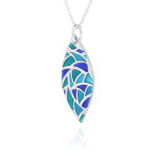 Glory Marquise Large Necklace - Sterling Silver and Enamel Necklace
