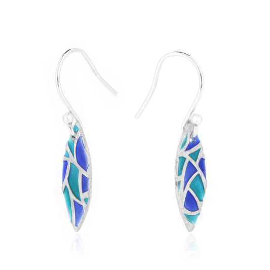 Glory Marquise Drop Earrings - Sterling Silver and Enamel Drop Earrings