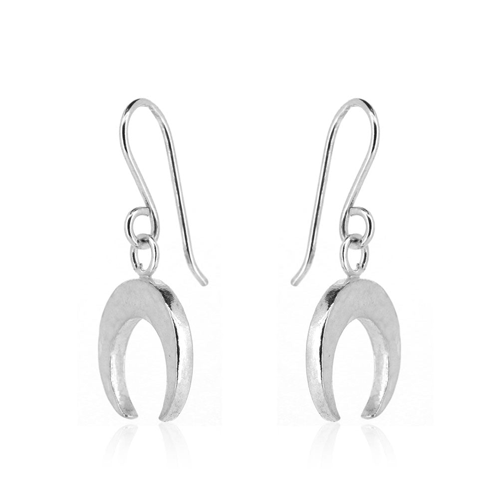 Lunula Amulet Medium Drop Earrings - Sterling Silver Drop Earrings
