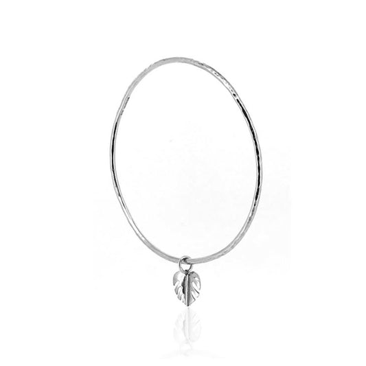 Monstera Leaf Charm Bangle - Sterling Silver Bangles