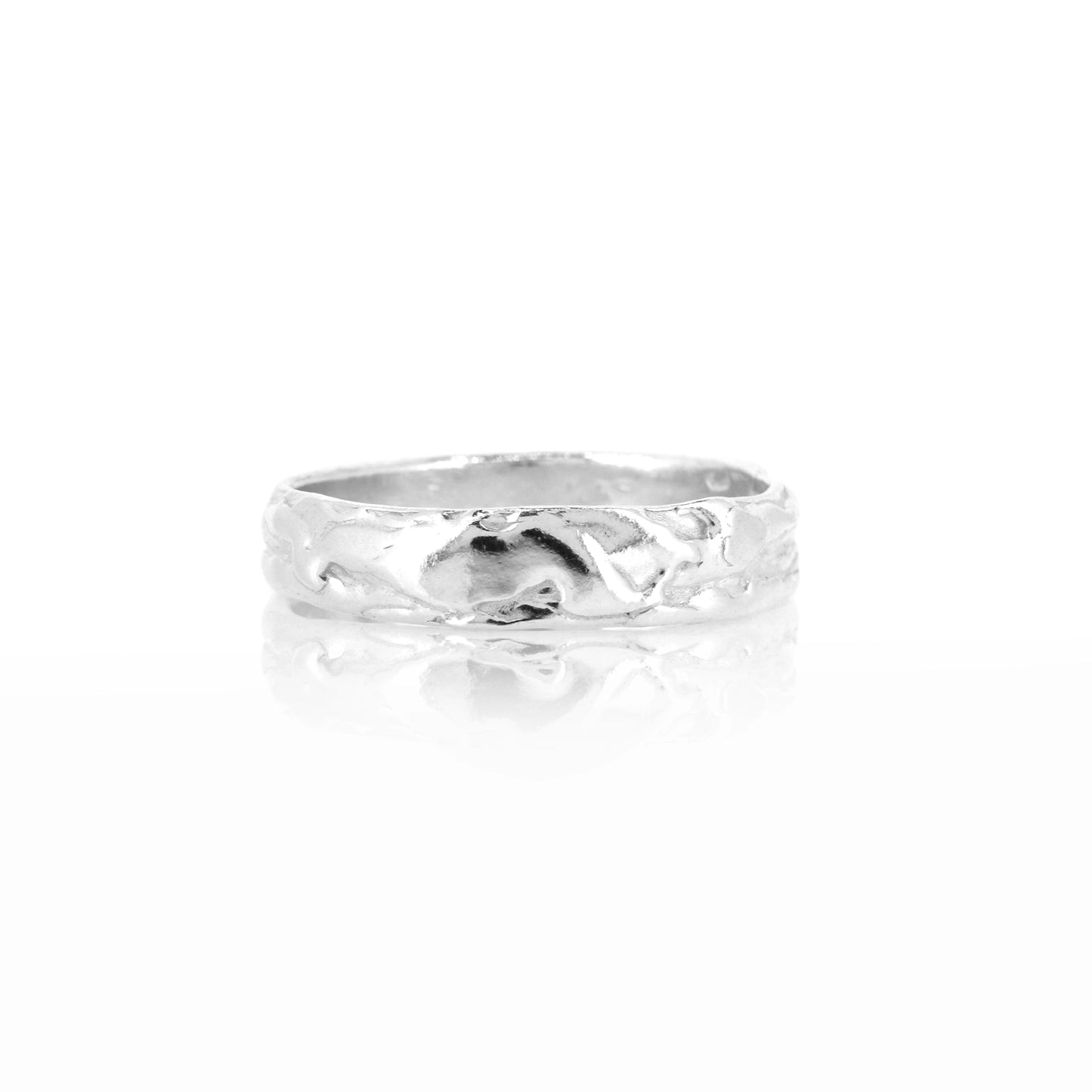 Tidal Heavy Weight Band Ring - Sterling Silver - Size T