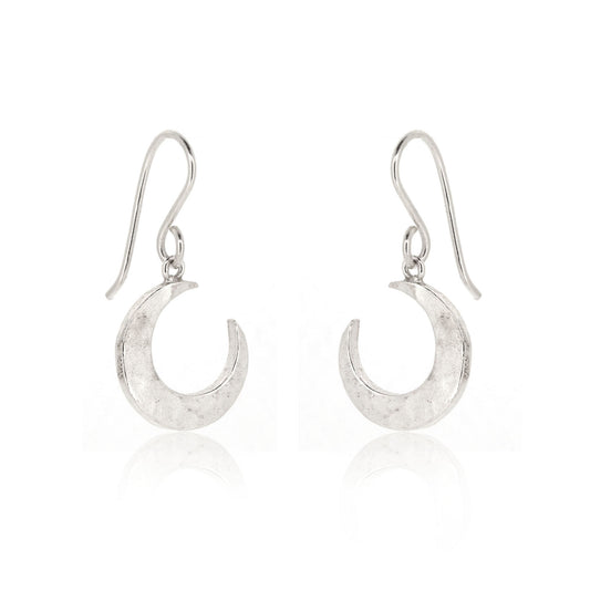 Crescent Moon Large Drop Earrings - Sterling Silver Drop Earrings