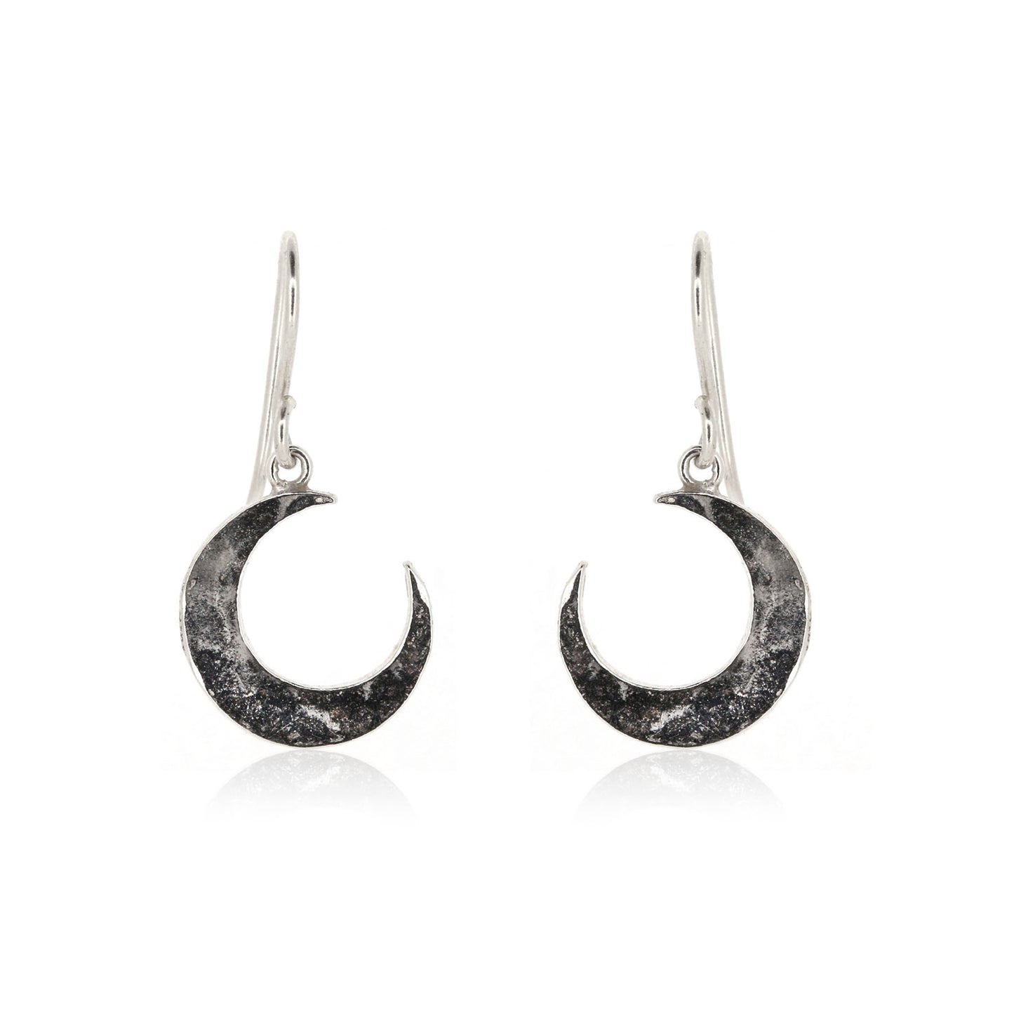 Crescent Moon Large Drop Earrings - Sterling Silver Drop Earrings