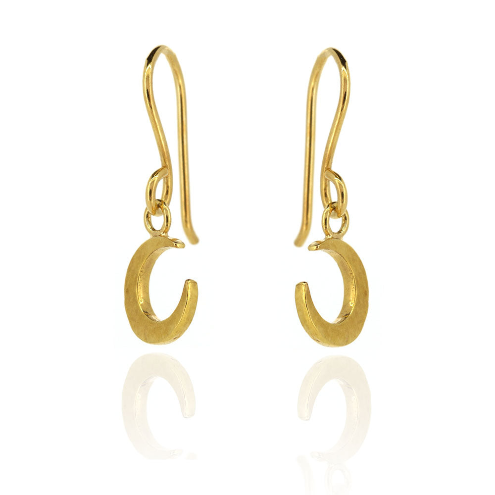 Crescent Moon Small Drop Earrings - Yellow Gold Vermeil Drop Earrings