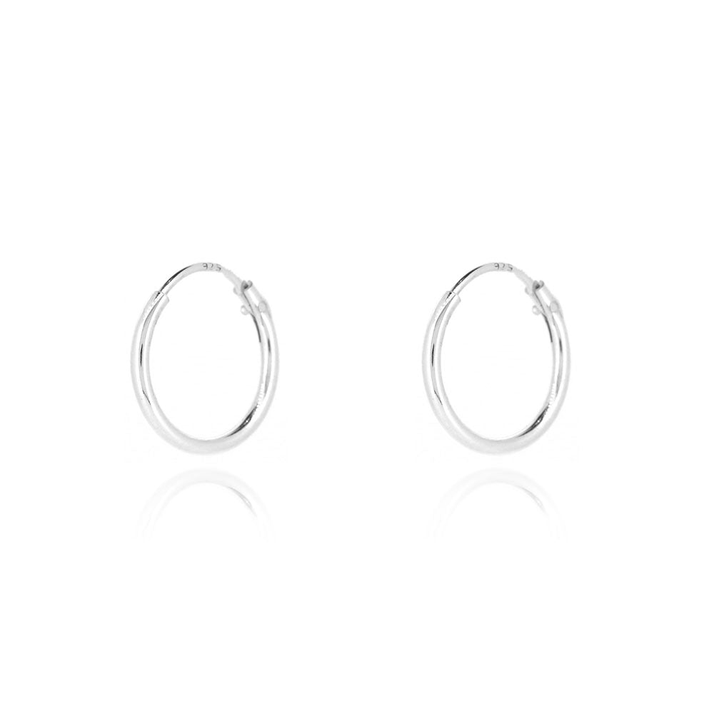 Sleeper 12mm Hollow Hoop Earrings - Sterling Silver Hoop Earrings