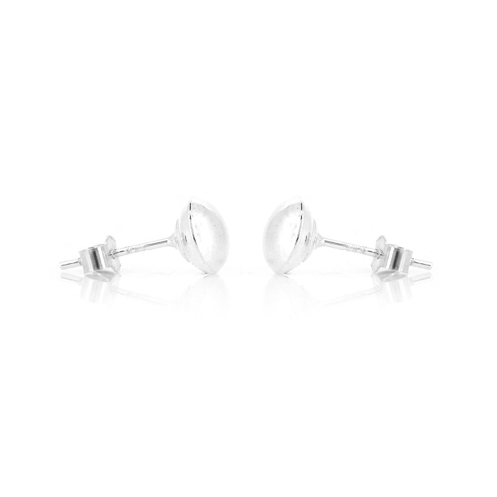 Button 7mm Hollow Stud Earrings - Sterling Silver Stud Earrings