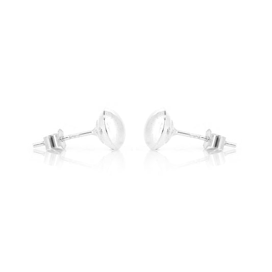 Button 7mm Hollow Stud Earrings - Sterling Silver Stud Earrings