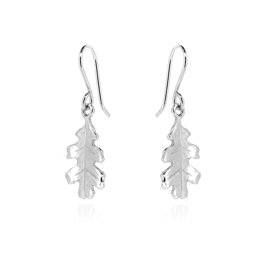 Oak Leaf Medium Drop Earrings - Sterling Silver