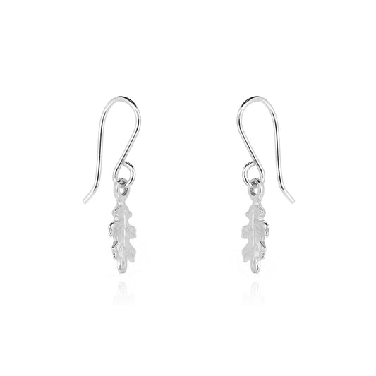 Oak Leaf Small Drop Earrings - Sterling Silver