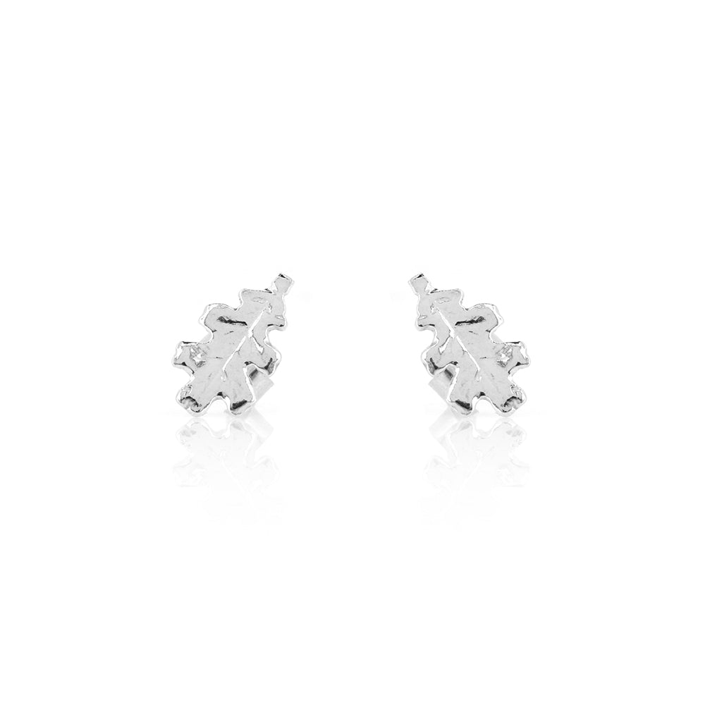 Oak Leaf Medium Stud Earrings - Sterling Silver