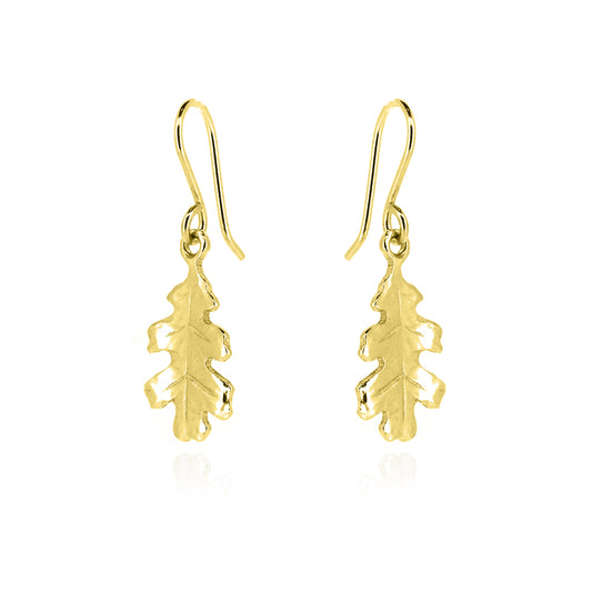 Oak Leaf Medium Drop Earrings - Yellow Gold Vermeil