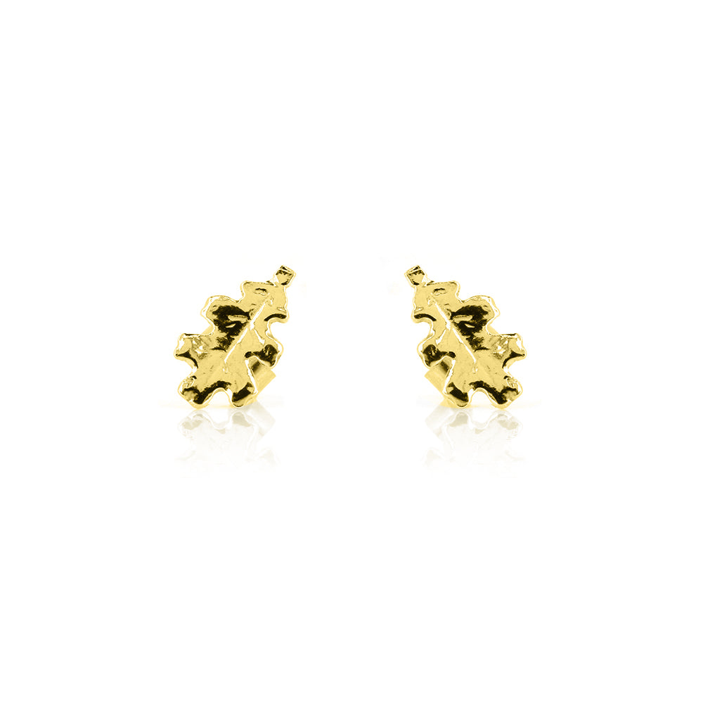 Oak Leaf Medium Stud Earrings - Yellow Gold Vermeil