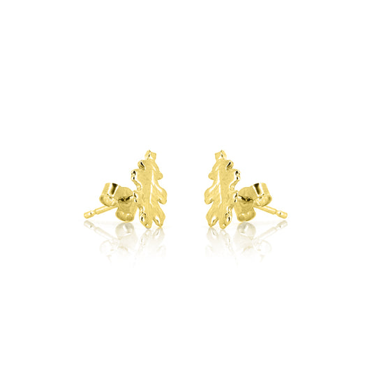 Oak Leaf Medium Stud Earrings - Yellow Gold Vermeil