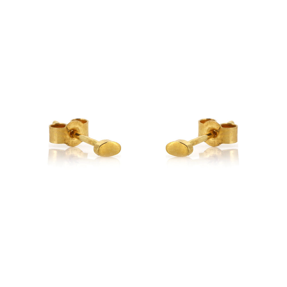 Micro Oval Stud Earrings - Yellow Gold Vermeil Stud Earrings