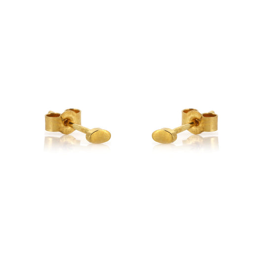 Micro Oval Stud Earrings - Yellow Gold Vermeil Stud Earrings